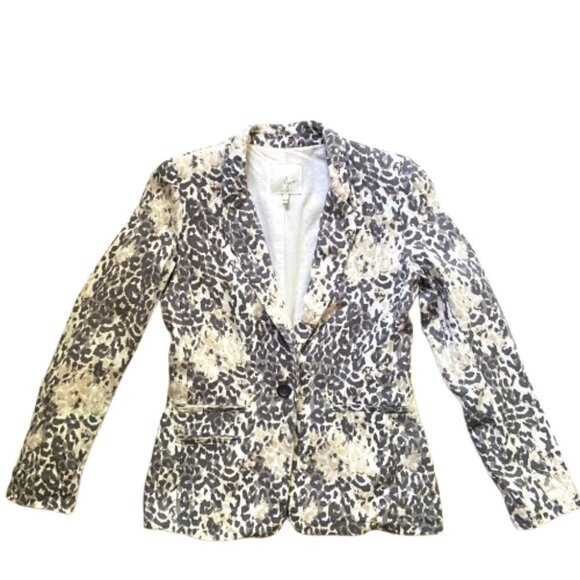 Joie Mehira B Linen Animal Leopard print Blazer - Picture 2 of 16
